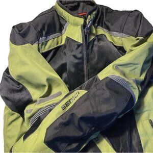 Sedici Motorcycle Jacket Men’s Sz Large Green with Black Motor Multi Pocket